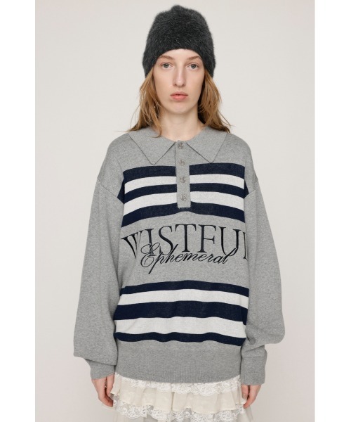 SLY(スライ)の「FRONT LOGO POLO TOPS フロント ロゴ ポロ トップス 秋服 冬服(ポロシャツ・レディース・杢グレー/バーガンディー/ライトブルー・FREE)」の6枚目の写真