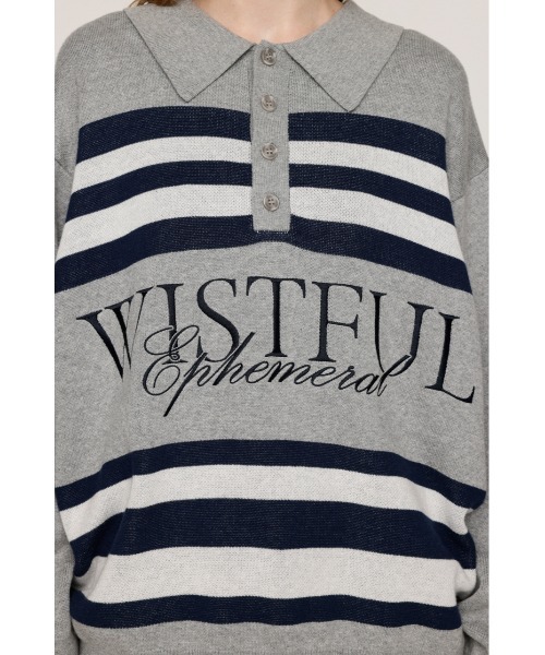 SLY(スライ)の「FRONT LOGO POLO TOPS フロント ロゴ ポロ トップス 秋服 冬服(ポロシャツ・レディース・杢グレー/バーガンディー/ライトブルー・FREE)」の9枚目の写真