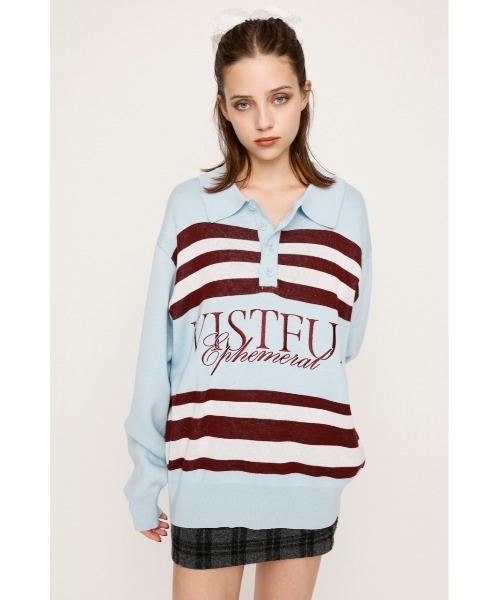 SLY(スライ)の「FRONT LOGO POLO TOPS フロント ロゴ ポロ トップス 秋服 冬服(ポロシャツ・レディース・杢グレー/バーガンディー/ライトブルー・FREE)」の11枚目の写真