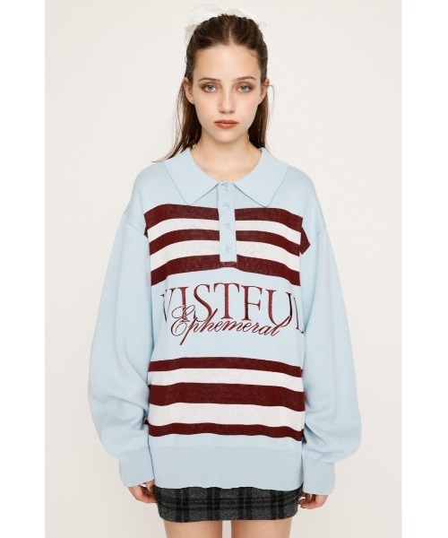 SLY(スライ)の「FRONT LOGO POLO TOPS フロント ロゴ ポロ トップス 秋服 冬服(ポロシャツ・レディース・杢グレー/バーガンディー/ライトブルー・FREE)」の12枚目の写真