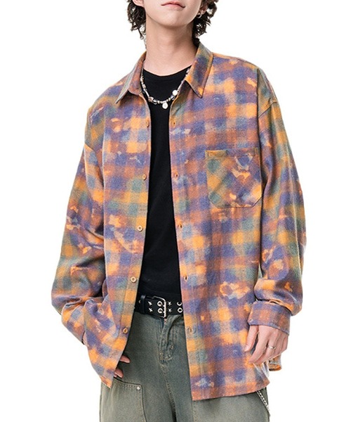 JOHNNY WOLF(ジョニーウルフ)の「LYNX オーバーサイズ アシッド チェックシャツ(シャツ/ブラウス・メンズ・ブラック/オレンジ/マスタード・M/L)」の9枚目の写真