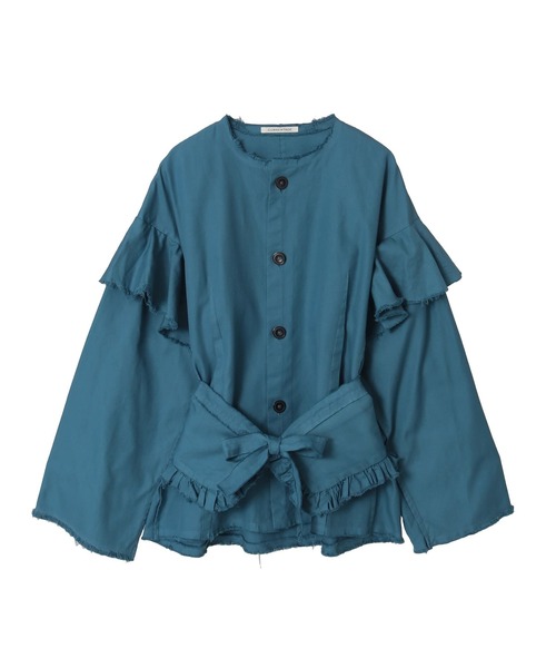 CURRENTAGE（カレンテージ）の「【CURRENTAGE/カレンテージ】Ruffle Ox Blouse（シャツ/ブラウス・レディース・ボルドー/グリーン/ブルー/ベージュ・FREE）」の3枚目の写真