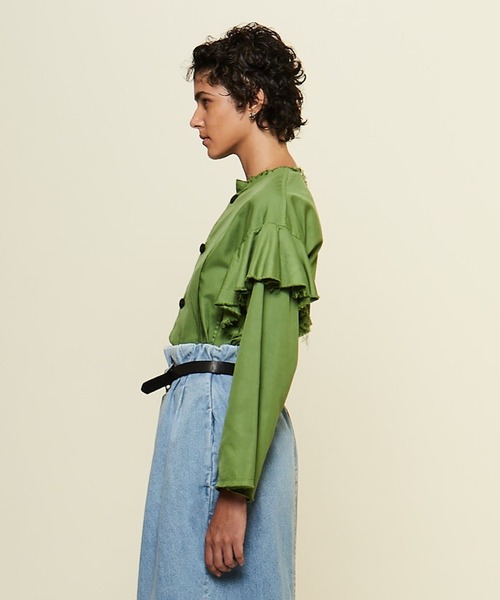 CURRENTAGE（カレンテージ）の「【CURRENTAGE/カレンテージ】Ruffle Ox Blouse（シャツ/ブラウス・レディース・ボルドー/グリーン/ブルー/ベージュ・FREE）」の16枚目の写真