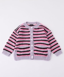 【forksy.】【Cara & The Sky】BERNICE クロスステッチローゲージボーダーカーディガンライラック