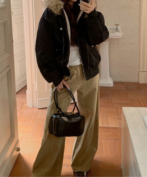 ボアライナーファーフード付きロングジャケット