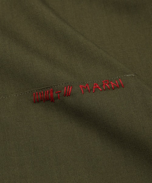 MARNI(マルニ)の「TROPICAL WOOL / フード付きシャツ(パーカー・メンズ・オリーブ/ダークネイビー・48(L))」の9枚目の写真