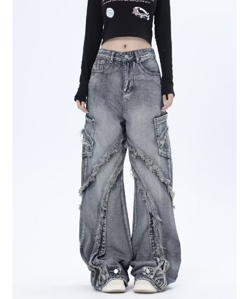 Bling Leads(ブリングリーズ)の「【Bl】DESTROYED ARC DENIM(デニムパンツ・メンズ・ブルー・MEDIUM/FREE/LARGE)」の1枚目の写真