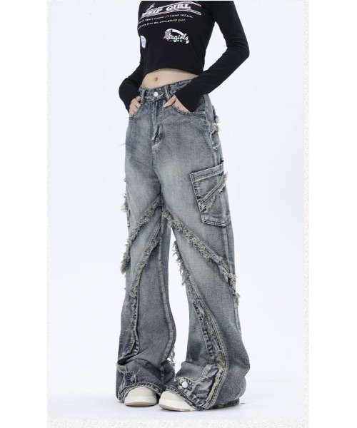 Bling Leads(ブリングリーズ)の「【Bl】DESTROYED ARC DENIM(デニムパンツ・メンズ・ブルー・MEDIUM/FREE/LARGE)」の7枚目の写真