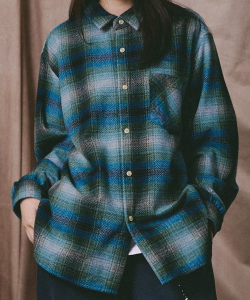 Universal Style Wear（ユニバーサルスタイルウェア）の「Universal Style Wear プレイドシャツ（シャツ/ブラウス・メンズ・グリーン系/サックスブルー系/ブラウン系その他/イエロー系・MEDIUM/LARGE/X-LARGE）」の7枚目の写真