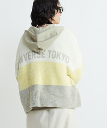 MULTI BORDER FEATHER KNIT CARDIGAN