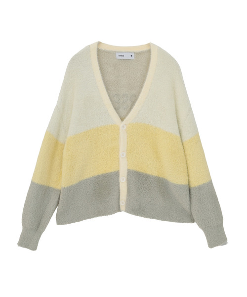 CONVERSE TOKYO(コンバーストウキョウ)の「MULTI BORDER FEATHER KNIT CARDIGAN(ニット/セーター・レディース・ブルー/チャコールグレー/イエロー・FREE)」の8枚目の写真