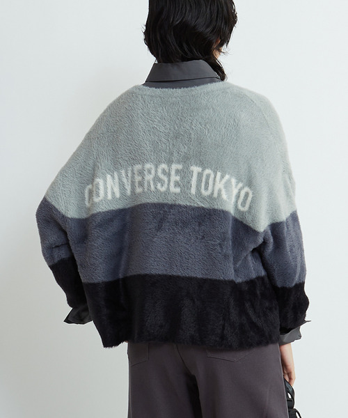 CONVERSE TOKYO(コンバーストウキョウ)の「MULTI BORDER FEATHER KNIT CARDIGAN(ニット/セーター・レディース・ブルー/チャコールグレー/イエロー・FREE)」の10枚目の写真