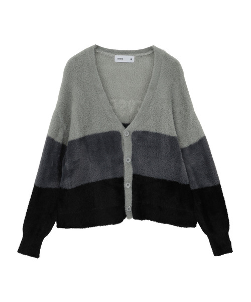 CONVERSE TOKYO(コンバーストウキョウ)の「MULTI BORDER FEATHER KNIT CARDIGAN(ニット/セーター・レディース・ブルー/チャコールグレー/イエロー・FREE)」の15枚目の写真