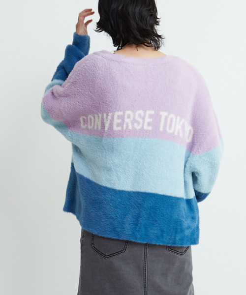 CONVERSE TOKYO(コンバーストウキョウ)の「MULTI BORDER FEATHER KNIT CARDIGAN(ニット/セーター・レディース・ブルー/チャコールグレー/イエロー・FREE)」の16枚目の写真