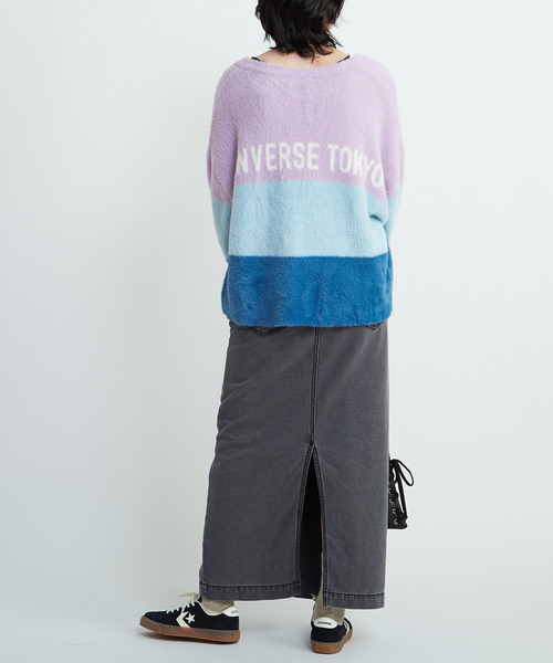 CONVERSE TOKYO(コンバーストウキョウ)の「MULTI BORDER FEATHER KNIT CARDIGAN(ニット/セーター・レディース・ブルー/チャコールグレー/イエロー・FREE)」の19枚目の写真