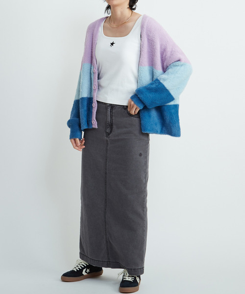 CONVERSE TOKYO(コンバーストウキョウ)の「MULTI BORDER FEATHER KNIT CARDIGAN(ニット/セーター・レディース・ブルー/チャコールグレー/イエロー・FREE)」の20枚目の写真
