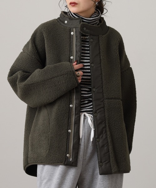 OMNES（オムネス）の「ボンディングボアブルゾン（ブルゾン・メンズ・ブラック/アイボリー/カーキ/キャメル/モカ・WOMENS M/WOMENS L/M/L）」の4枚目の写真