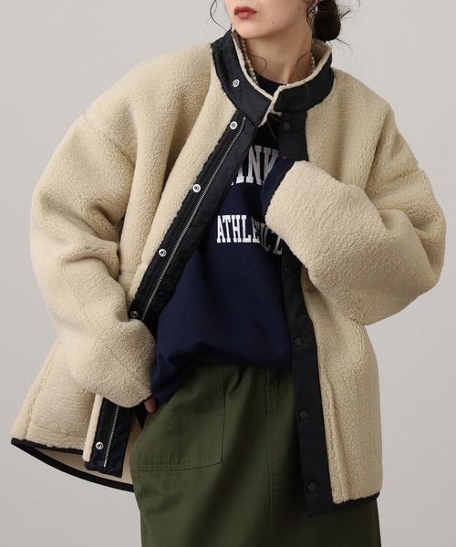 OMNES（オムネス）の「ボンディングボアブルゾン（ブルゾン・メンズ・ブラック/アイボリー/カーキ/キャメル/モカ・WOMENS M/WOMENS L/M/L）」の2枚目の写真