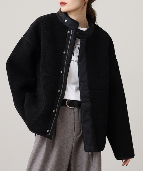 OMNES（オムネス）の「ボンディングボアブルゾン（ブルゾン・メンズ・ブラック/アイボリー/カーキ/キャメル/モカ・WOMENS M/WOMENS L/M/L）」の12枚目の写真