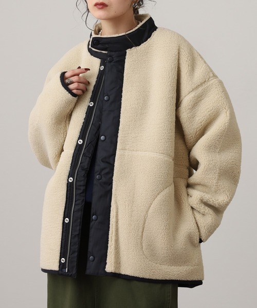 OMNES（オムネス）の「ボンディングボアブルゾン（ブルゾン・メンズ・ブラック/アイボリー/カーキ/キャメル/モカ・WOMENS M/WOMENS L/M/L）」の6枚目の写真