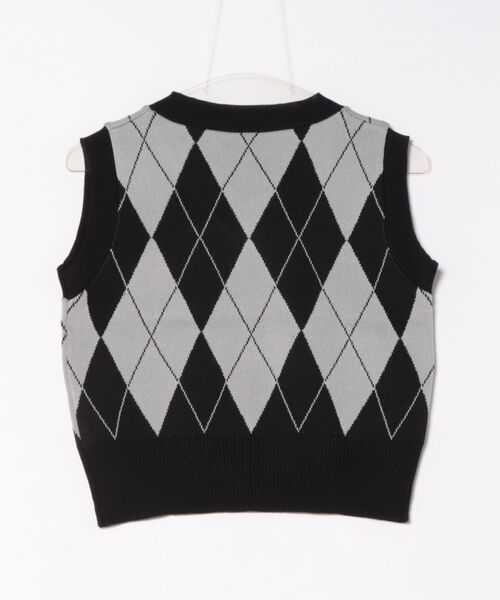 ammy.(エイミードット)の「【 ammy. / エイミードット 】 レトロ アーガイル Vネック ベスト(ベスト・レディース・ブラウン/ピンク/ブラック・FREE)」の4枚目の写真