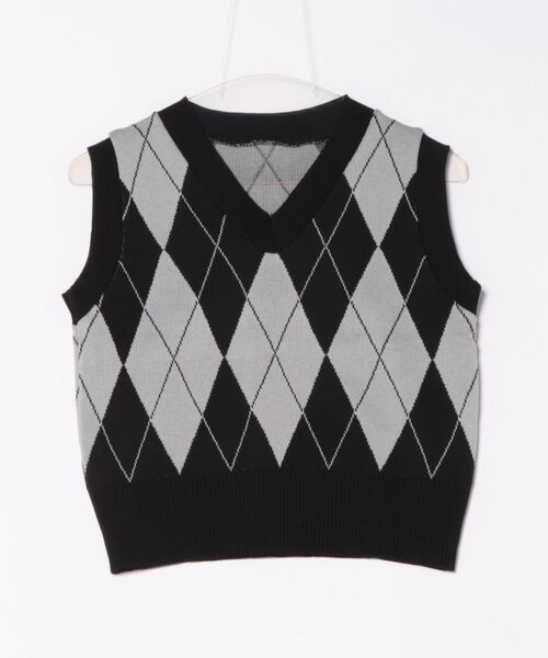 ammy.(エイミードット)の「【 ammy. / エイミードット 】 レトロ アーガイル Vネック ベスト(ベスト・レディース・ブラウン/ピンク/ブラック・FREE)」の5枚目の写真