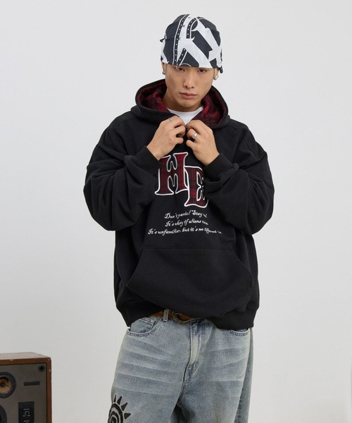 HOODHOOD(フッドフッド)の「【UNISEX】HOODHOOD/チェックアップリケフード(パーカー・レディース・ブラック/ライトグレー・MEDIUM/LARGE)」の10枚目の写真