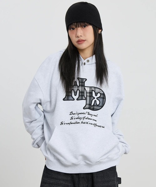 HOODHOOD(フッドフッド)の「【UNISEX】HOODHOOD/チェックアップリケフード(パーカー・レディース・ブラック/ライトグレー・MEDIUM/LARGE)」の14枚目の写真