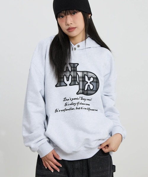 HOODHOOD(フッドフッド)の「【UNISEX】HOODHOOD/チェックアップリケフード(パーカー・レディース・ブラック/ライトグレー・MEDIUM/LARGE)」の15枚目の写真