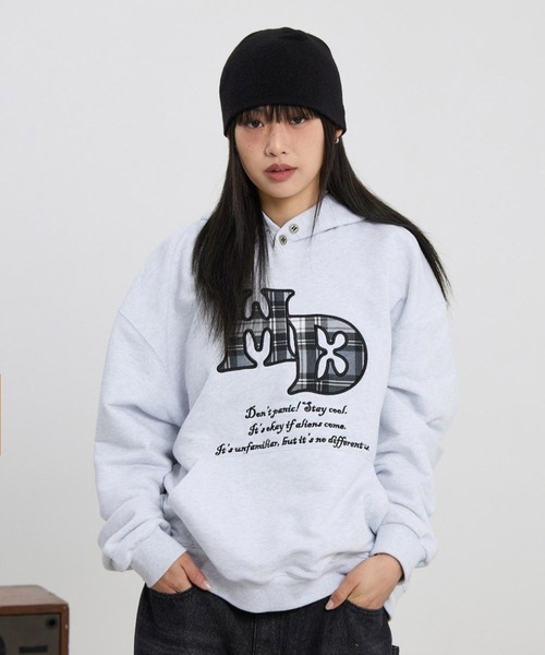 HOODHOOD(フッドフッド)の「【UNISEX】HOODHOOD/チェックアップリケフード(パーカー・レディース・ブラック/ライトグレー・MEDIUM/LARGE)」の18枚目の写真