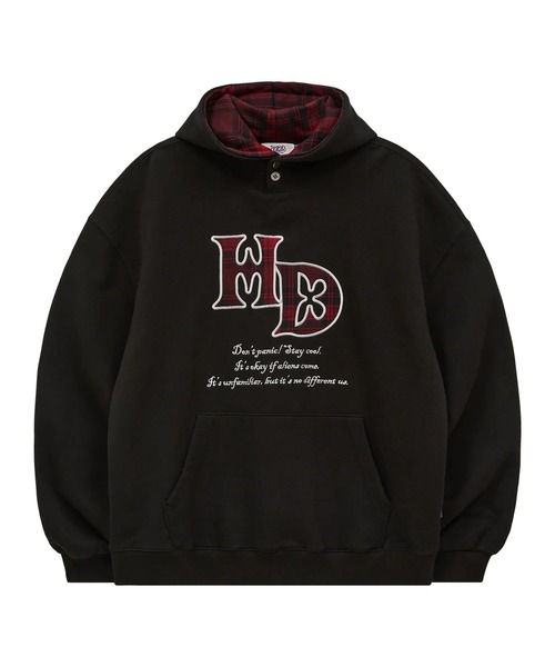 HOODHOOD(フッドフッド)の「【UNISEX】HOODHOOD/チェックアップリケフード(パーカー・レディース・ブラック/ライトグレー・MEDIUM/LARGE)」の21枚目の写真