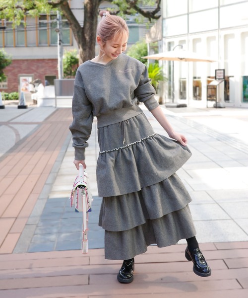 双松桃子さんコラボ ]裏起毛スウェットティアードスカート（スカート