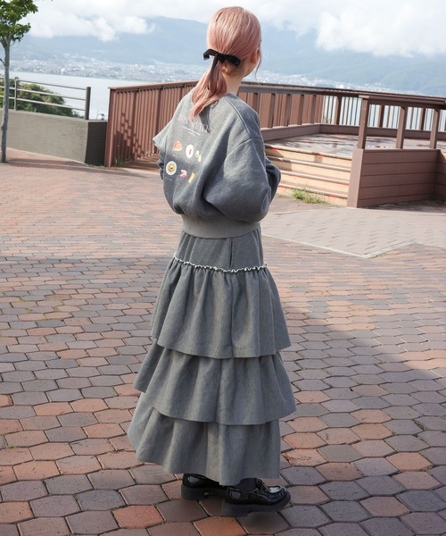 双松桃子さんコラボ ]裏起毛スウェットティアードスカート（スカート