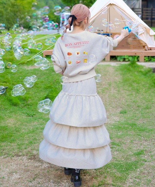 【未使用】カネコイサオ☆綿ローン5段ティアードスカート キナリ 未使用】カネコイサオ☆綿ローン5段ティアードスカート キナリ 未使用