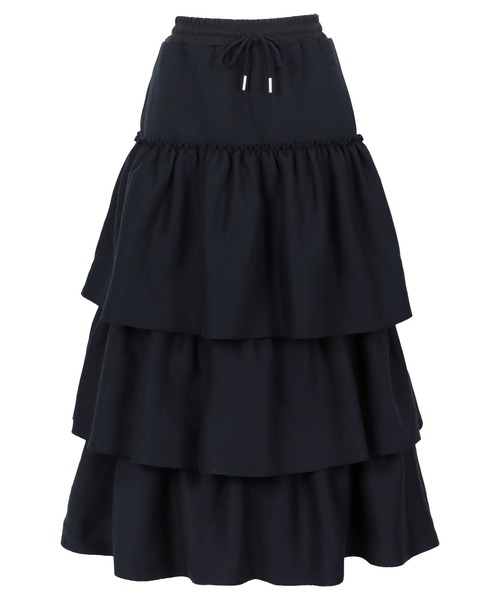 スカート Heart logo tiered skirt Louere（ルエレ） スカート ハイウエストティアードフレアスカート