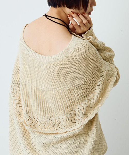 Crisp（クリスプ）の「ラウンドフリルショートニット（ニット/セーター・レディース・マスタード/アイボリー・FREE）」の10枚目の写真