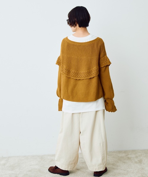 Crisp（クリスプ）の「ラウンドフリルショートニット（ニット/セーター・レディース・マスタード/アイボリー・FREE）」の16枚目の写真