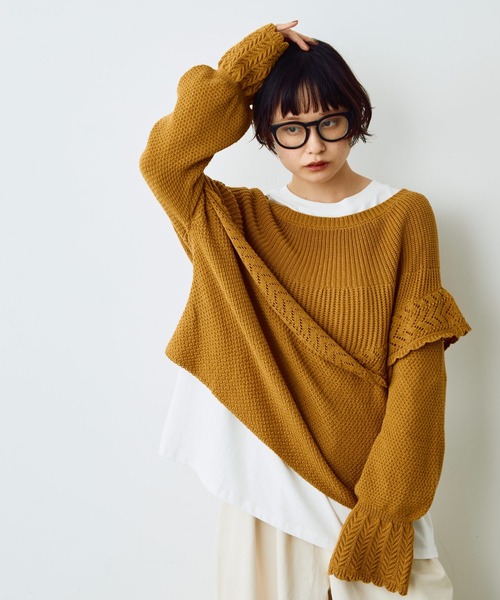 Crisp（クリスプ）の「ラウンドフリルショートニット（ニット/セーター・レディース・マスタード/アイボリー・FREE）」の18枚目の写真
