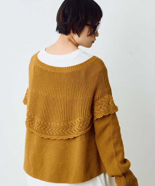 Crisp（クリスプ）の「ラウンドフリルショートニット（ニット/セーター・レディース・マスタード/アイボリー・FREE）」の19枚目の写真