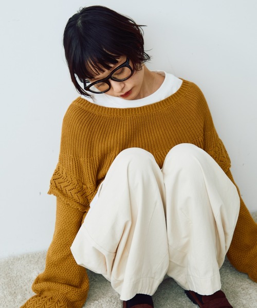 Crisp（クリスプ）の「ラウンドフリルショートニット（ニット/セーター・レディース・マスタード/アイボリー・FREE）」の20枚目の写真