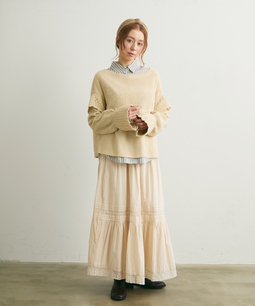 Crisp（クリスプ）の「ラウンドフリルショートニット（ニット/セーター・レディース・マスタード/アイボリー・FREE）」の22枚目の写真