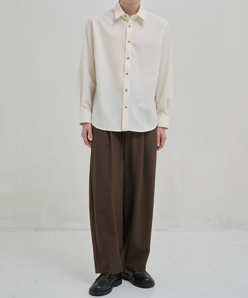 セール】ウールフラノ レギュラーカラーシャツ ｜セットアップ可/保温