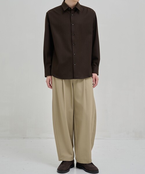 ウールフラノ レギュラーカラーシャツ ｜セットアップ可/保温性/ウール