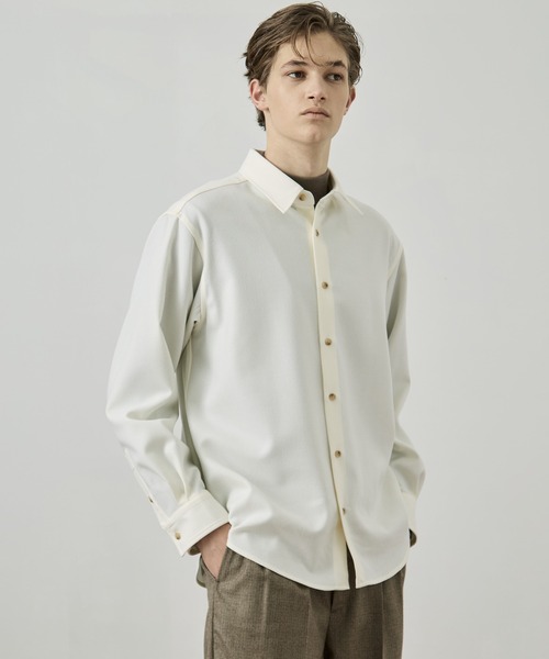 ウールフラノ レギュラーカラーシャツ ｜セットアップ可/保温性/ウール