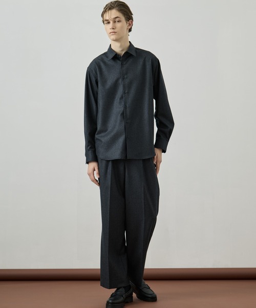 ウールフラノ レギュラーカラーシャツ ｜セットアップ可/保温性/ウール