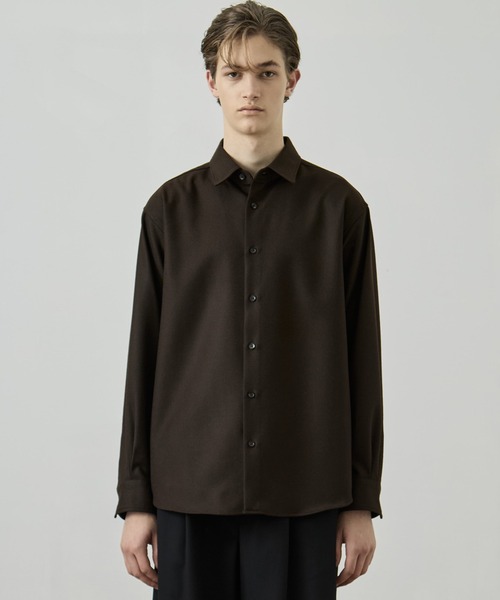 ロエフ　ウール　フラノ レギュラーカラーシャツ　ターコイズブルー ロエフ ウール フラノ レギュラーカラーシャツ ターコイズブルー