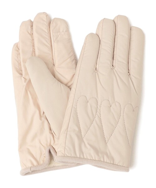 Casselini（キャセリーニ）の「casselini: ハート キルト グローブ（手袋・レディース・ナチュラル/ブラック・ONE SIZE）」の2枚目の写真