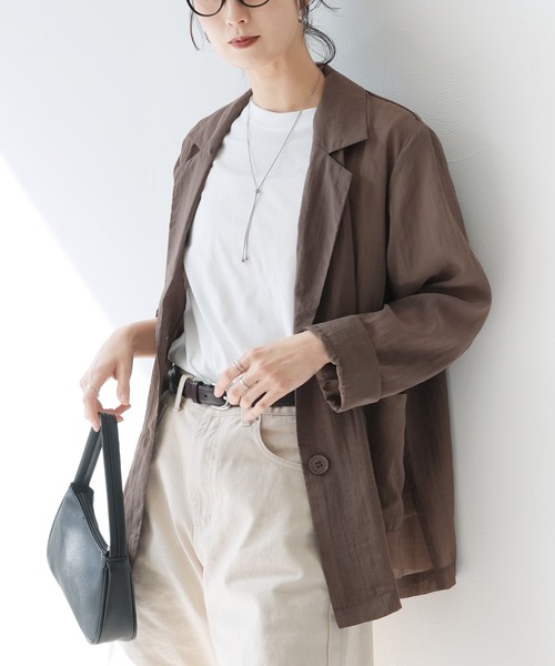 Yeoun(ヨウン)の「シアーテーラードジャケット(テーラードジャケット・レディース・ブラウン/パープル/ブラック・M)」の7枚目の写真
