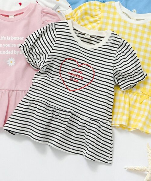 apres les cours(アプレレクール)の「【26年夏】ペプラムパフトップス/7days Style(Tシャツ/カットソー・キッズ・その他2/チェック/ピンク/ブラック/アイボリー/ブルー・90/80/100/110/120/130/140)」の5枚目の写真