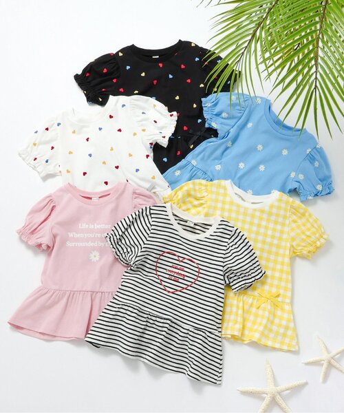 apres les cours(アプレレクール)の「【26年夏】ペプラムパフトップス/7days Style(Tシャツ/カットソー・キッズ・その他2/チェック/ピンク/ブラック/アイボリー/ブルー・90/80/100/110/120/130/140)」の14枚目の写真